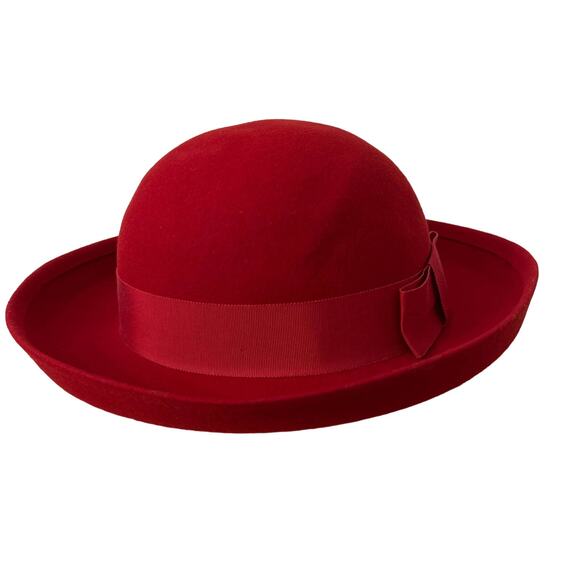 Doeskin Bollman & Co Wool Red Bow Hat Made in USA Vintage main image 8